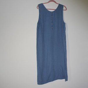Marsh Landing Blues dress, long, simple denim plaid pattern, lightweight 100% co